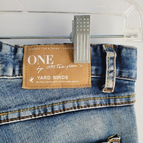 One Teaspoon Size 22 Yard Birds Mid Rise Skinny Long Length Button Fly Jean - Picture 9 of 12